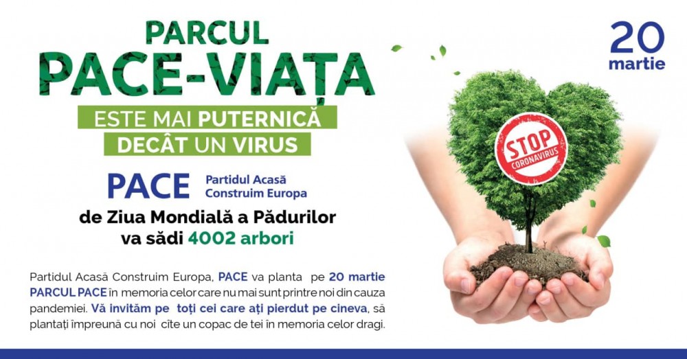 Parcul PACE! De Ziua Mondială a Pădurilor vor planta câte un arbore pentru fiecare moldovean răpus de COVID